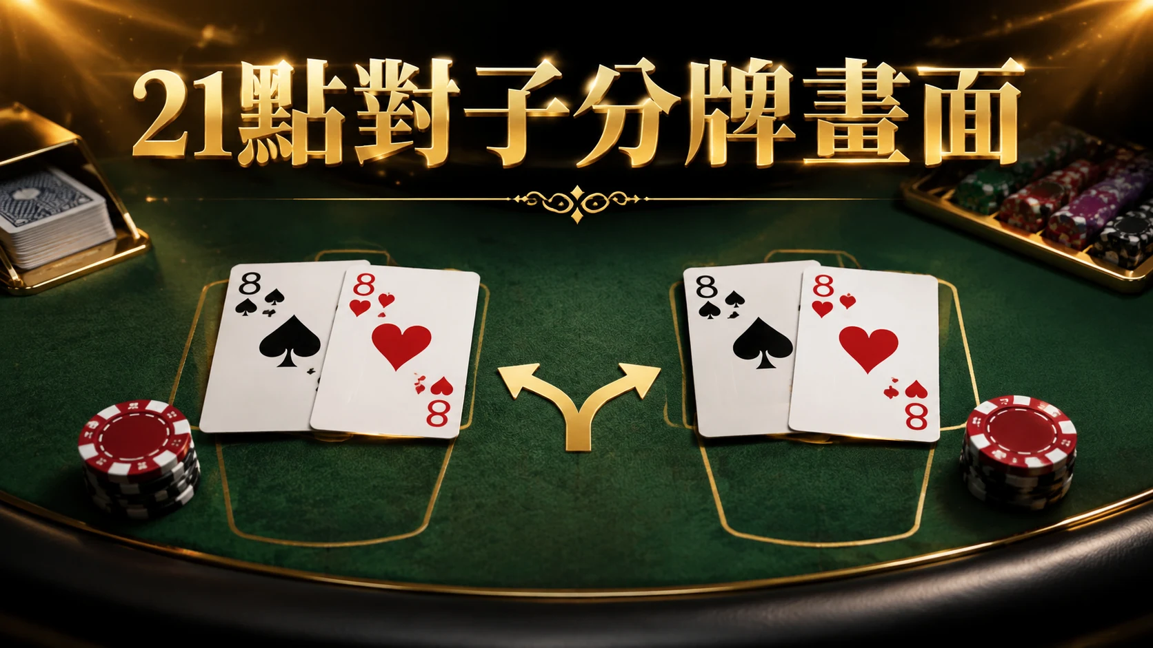 兩張相同點數的撲克牌並排分開放置