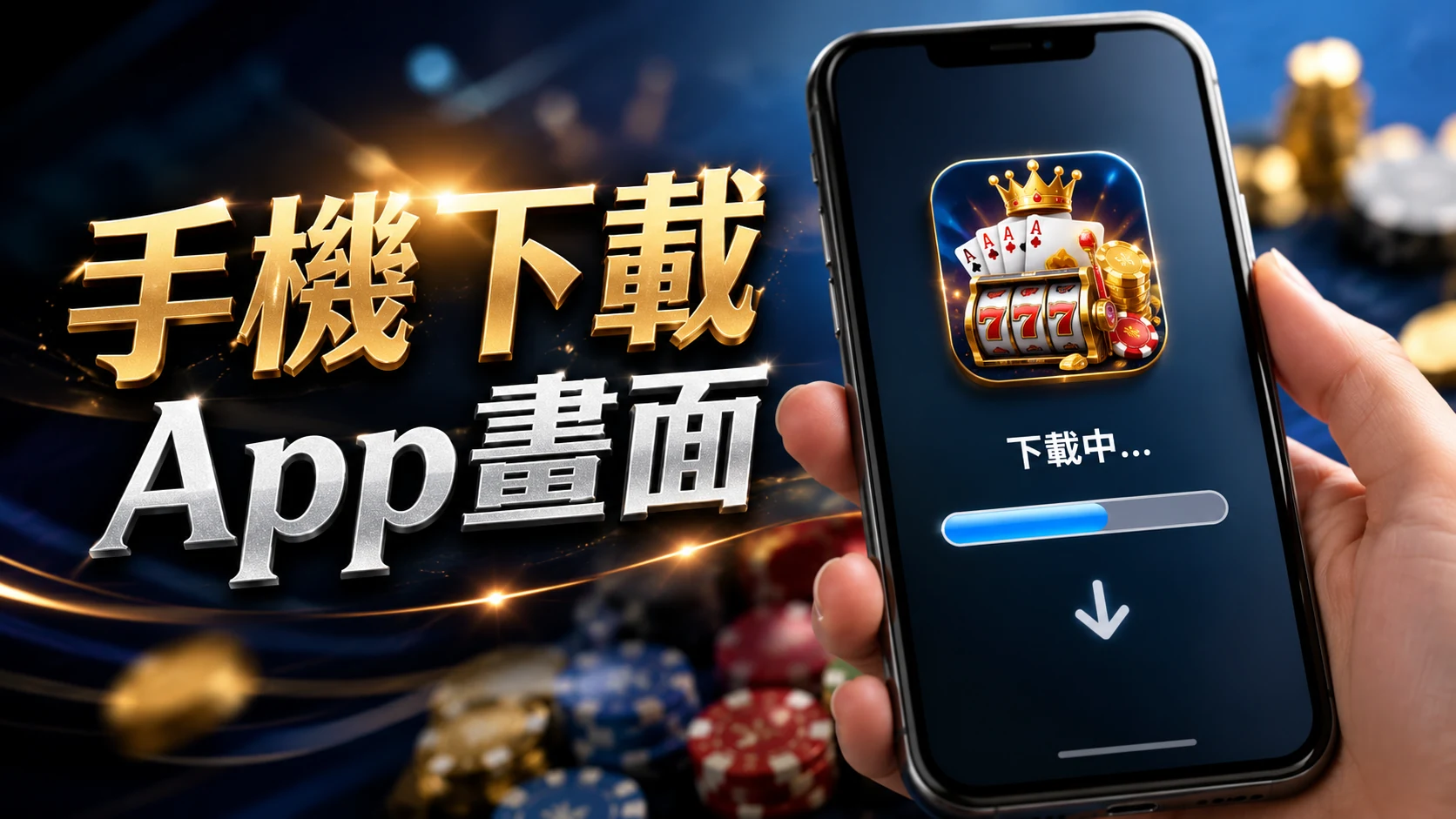 手機螢幕顯示App下載進度條的畫面