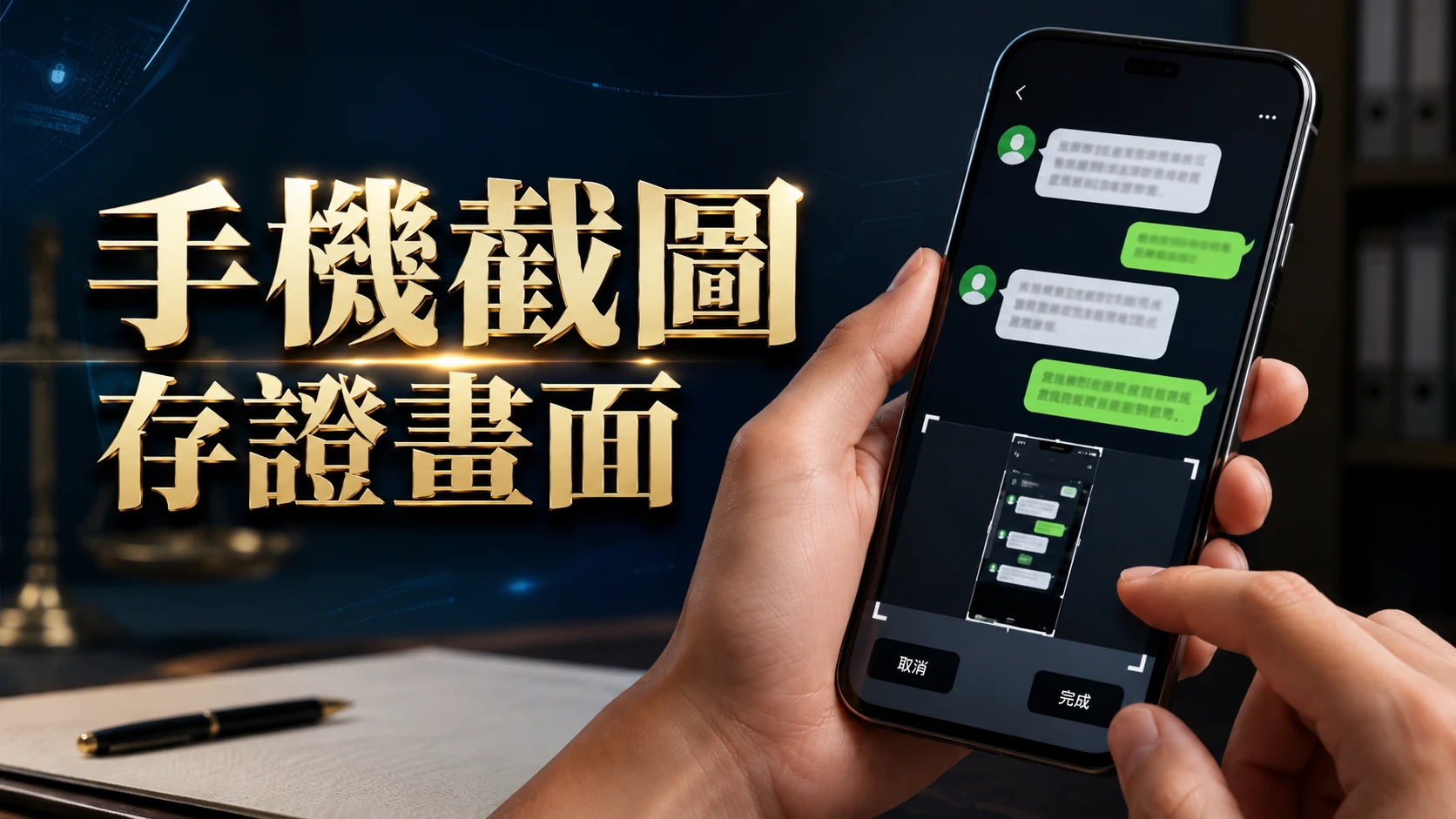 手機螢幕顯示截圖存證操作的畫面