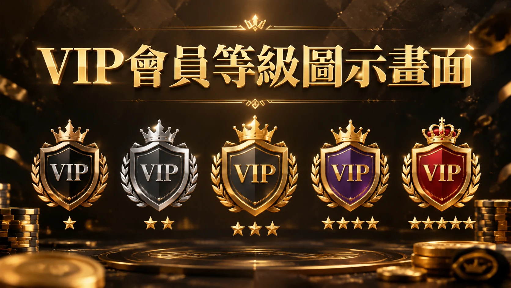 金色徽章與等級星級標示的畫面