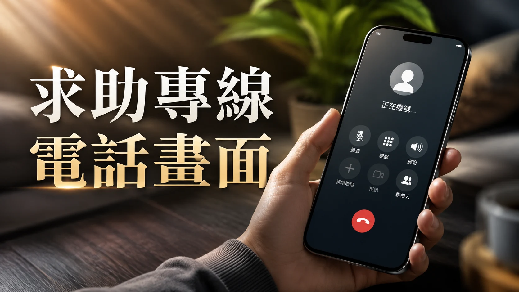 手機撥打求助專線號碼的畫面