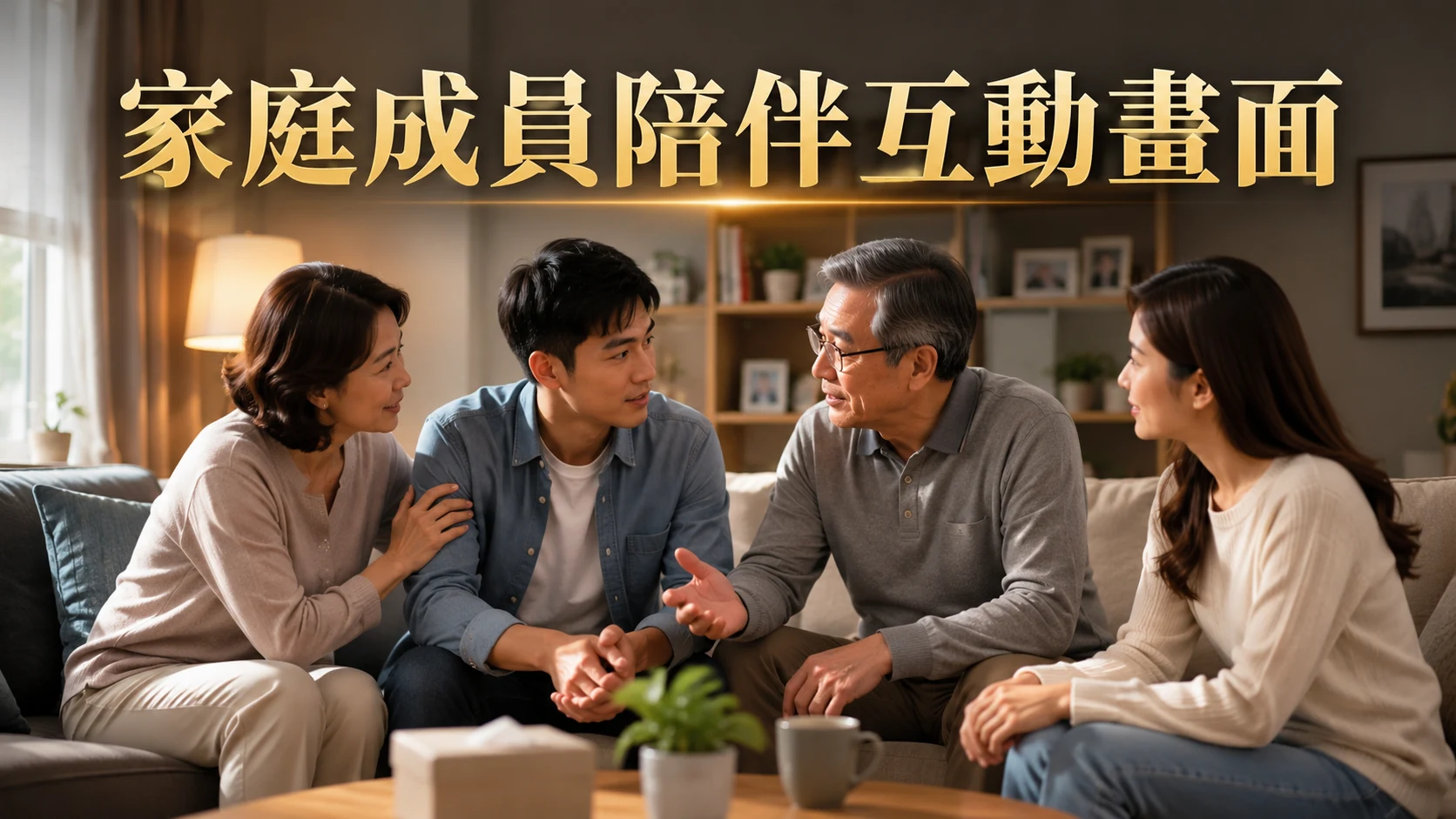 家人圍坐一起談話陪伴的溫馨畫面