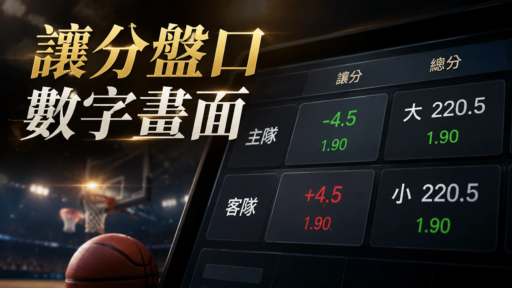 投注單或看盤頁面上讓分數字的特寫